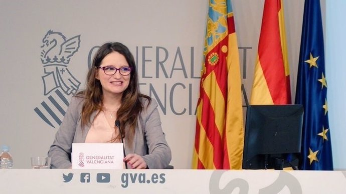 Mónica Oltra en roda de premsa després del ple del Consell