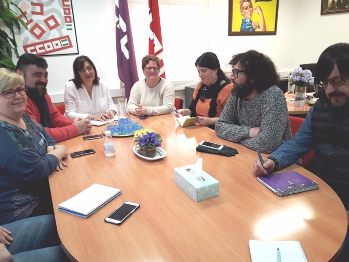 Reunión entre los sindicalistas y Podemos