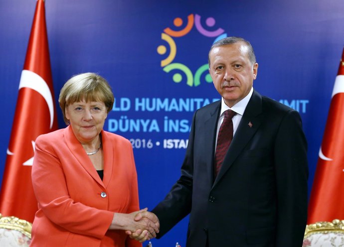 Angela Merkel, y  Recep Tayyip Erdogan