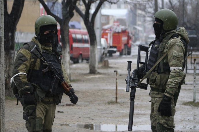 Soldados de Rusia en la república de Daguestán