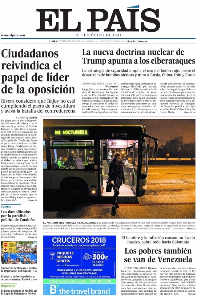 Portada de El País