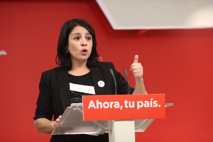 Roda de premsa d'Adriana Lastra a la seu del PSOE