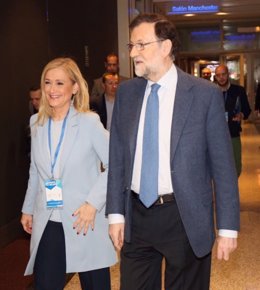 Mariano Rajoy y Cristina Cifuentes en el Congreso del PP de Madrid 