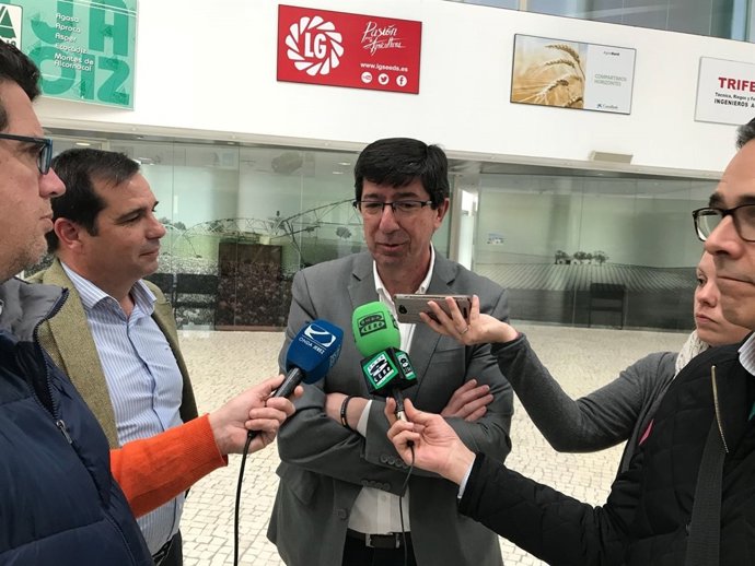 El portavoz de Cs Andalucía, Juan Marín, en un acto con Asaja