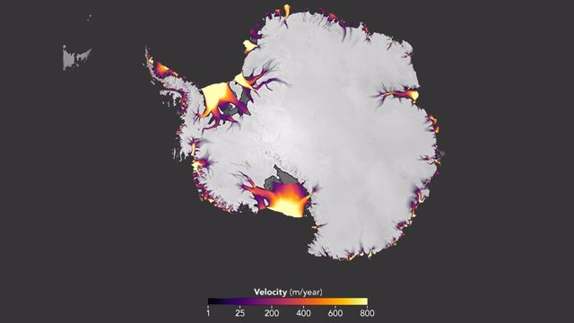 Flujo de hielo derivado del análisis de los datos del Landsat