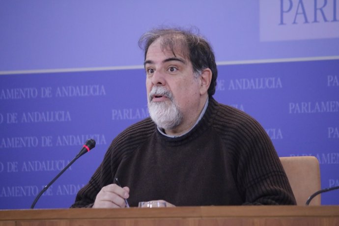 El presidente del grupo parlamentario de Podemos, Jesús Romero