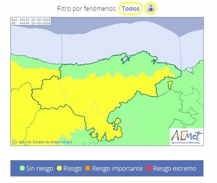 Riesgo por bajas temperaturas en Cantabria. 22 de febrero