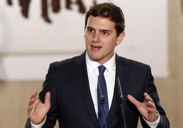 Albert Rivera, líder del partido en Ciudadanos, durante una rueda de prensa