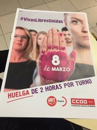 CCOO y UGT animan a participar en la "histórica" huelga feminista del 8-M con paros de dos horas en mañana y tarde
