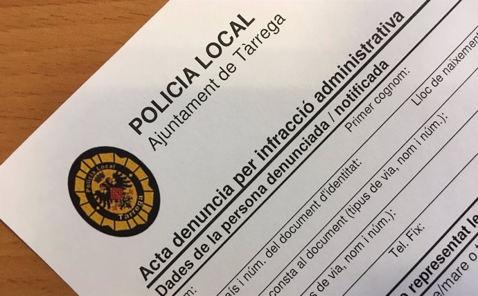 Formulario de denunica de la Policía Local de Tàrrega (Lleida)