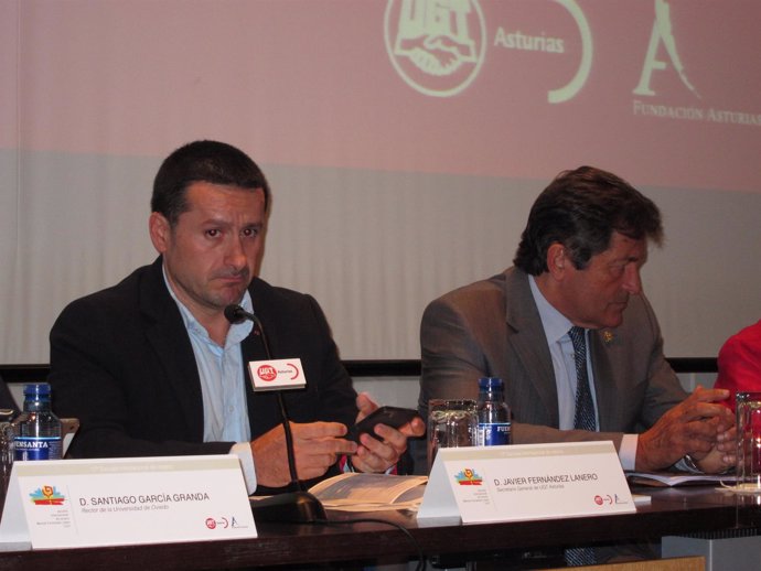 Javier Fernández Lanero (UGT) y el presidente asturiano Javier Fernández