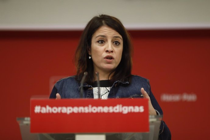 Rueda de prensa de Adriana Lastra en la sede del PSOE