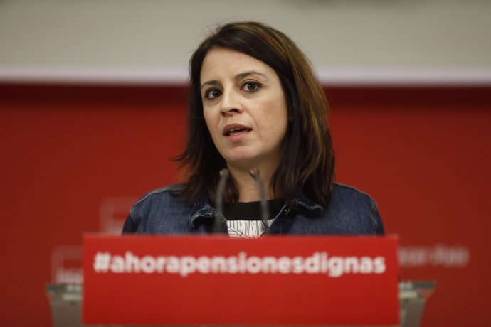 Rueda de prensa de Adriana Lastra en la sede del PSOE