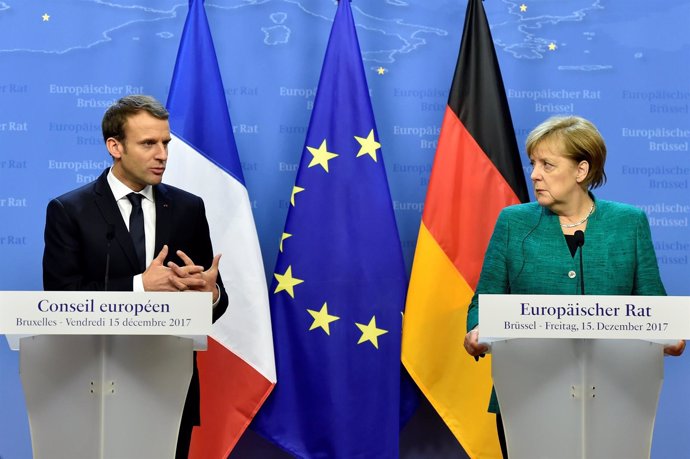 Emmanuel Macron y Angela Merkel