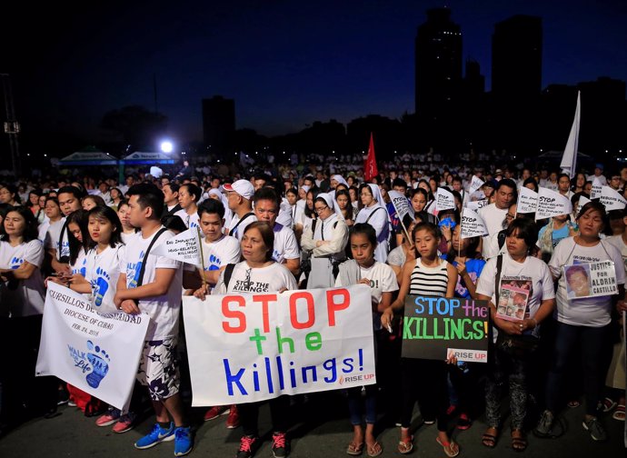 Manifestación católica contra asesinatos guerra antidroga en Filipinas