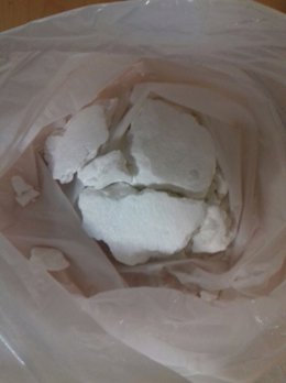 Cocaína intervenida en una bolsa de plástico en Huelva. 