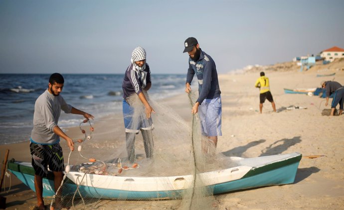 Pescadores palestinos en Gaza