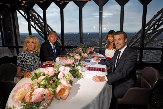 Brigitte Macron, Emmanuel Macron, Melania Trump y Donald Trump