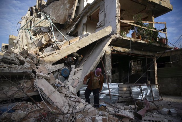 Edificio destruido por los combates en Duma, Ghuta Oriental