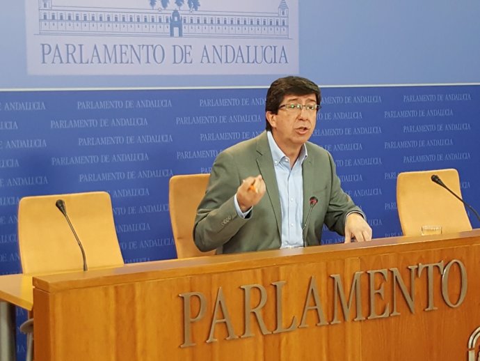 El líder andaluz de Cs, Juan Marín, en rueda de prensa