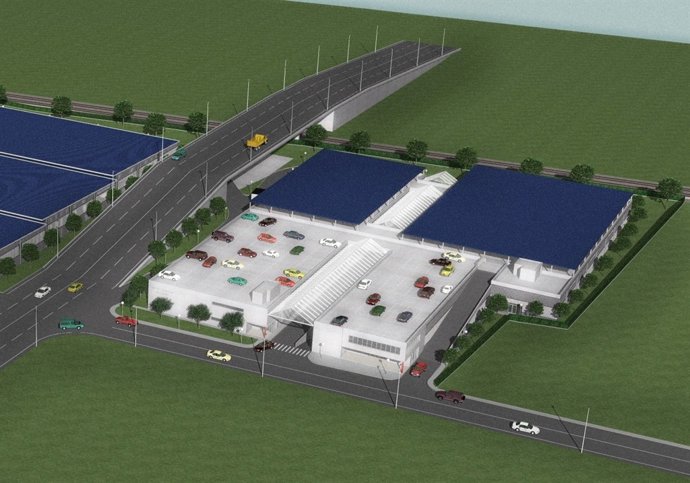 Infografía del edificio de la nueva sede de talleres y Policía Local