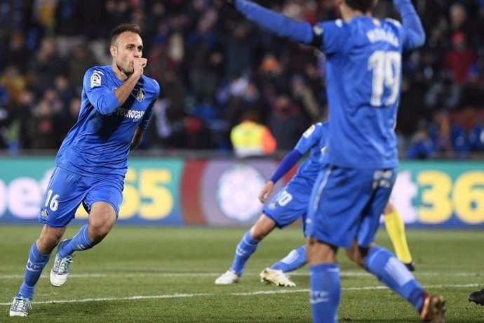 Juan Cala celebra un gol con el Getafe