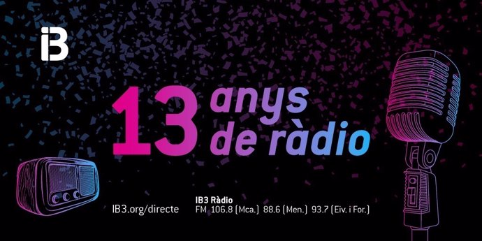 Cartel por el 13º aniversario de IB3 Ràdio