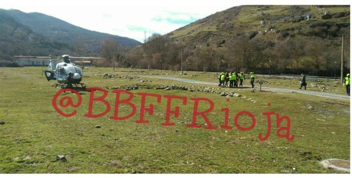 Traslado montañero herido en el Alto de la Mesa