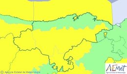 Mapa de avisos para este jueves