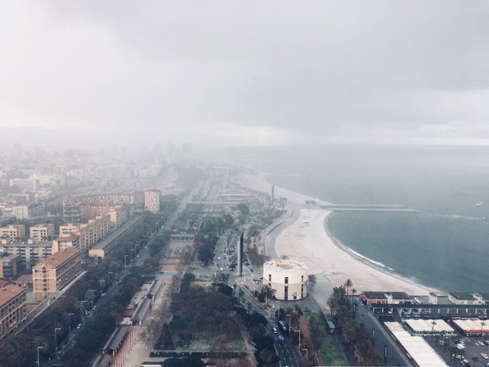 Platja de Barcelona nevada