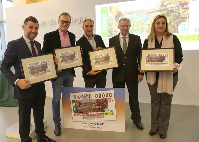Cupón de la ONCE málaga sobre el caminito del rey 10 de marzo presentación