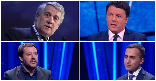 Antonio Tajani, Matteo Renzi, Matteo Salvini y Luigi di Maio