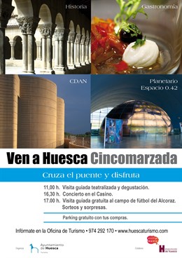 Cartel de actividades en la Cincomarzada en Huesca