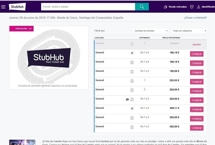 Reventa de entradas 'O son do camiño'