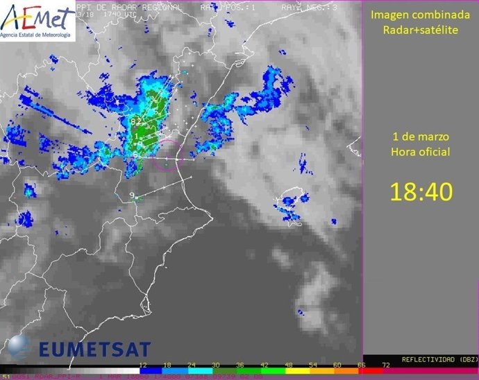 Imagen del radar con el paso de la última banda de lluvias