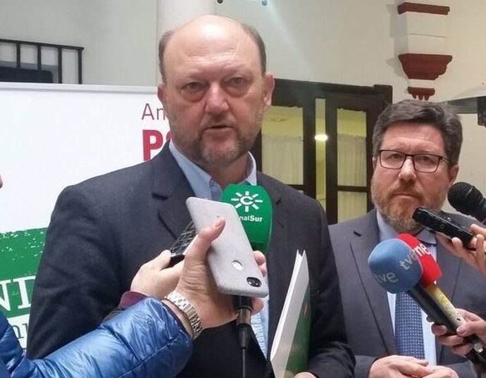 El diputado del PSOE Antonio Pradas atiende a los medios