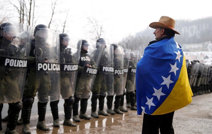 Manifestación de veteranos en Bosnia