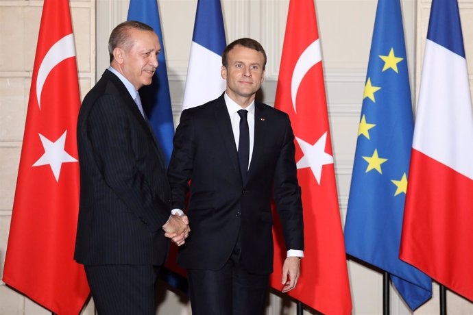 Emmanuel Macron y Recep Tayyip Erdogan en París 