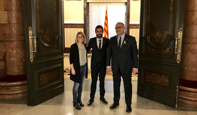 Elsa Artadi (JxCat), el pte.R.Torrent i I.Pujol (JxCat)