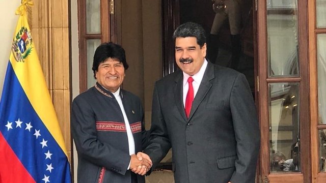 Los presidentes de Bolivia, Evo Morales, y Venezuela, Nicolás Maduro