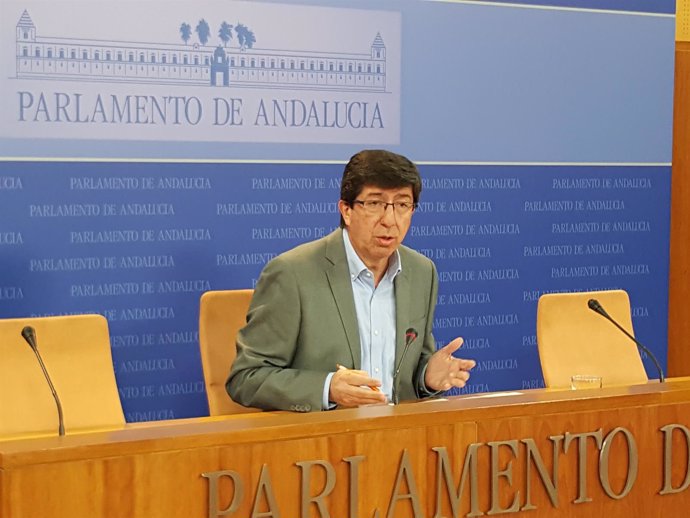 El presidente del grupo parlamentario y portavoz de Cs en Andalucía, Juan Marín