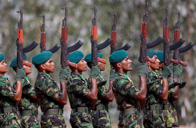 Fuerzas especiales de Sri Lanka en un desfile militar