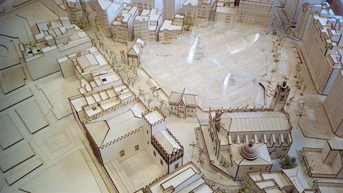 Maqueta del projecte 'Confluència' triat per a regenerar l'entorn de Bruixes