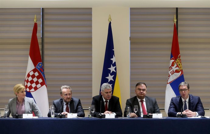 Los líderes de Croacia (izquierda), Bosnia y Serbia (derecha)