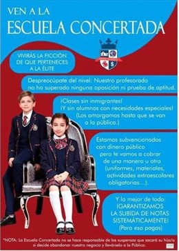 Folleto crítico con la enseñanza concertada denunciado por FSIE