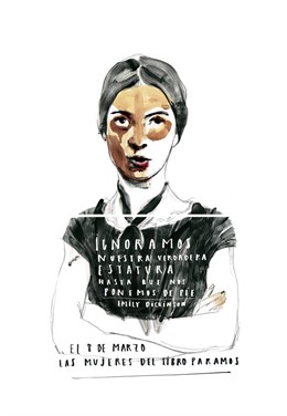 Dibuix d'Emily Dickinson de Paula Bonet per al 8M Dia de la Dona