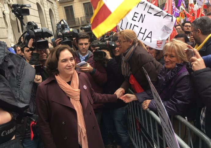 Ada Colau en la concentración del 8M en Barcelona