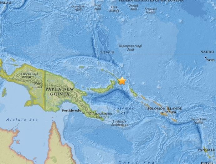 Terremoto de magnitud 7 frente a las costas de Papúa Nueva Guinea