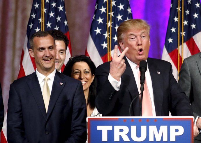 Donald Trump y su jefe de campaña, Corey Lewandowski