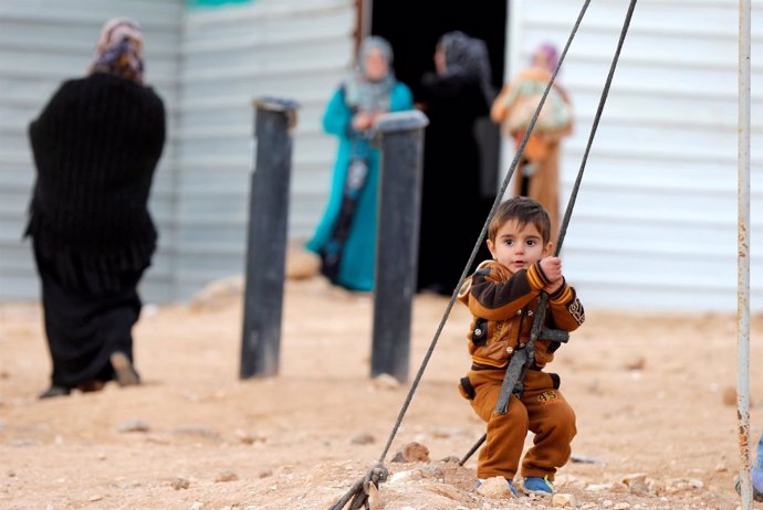 Refugiados sirios en el campo de Zaatari,en Jordania